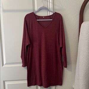Women's V-Neck Ribbed Tunic Cami in Deep Berry